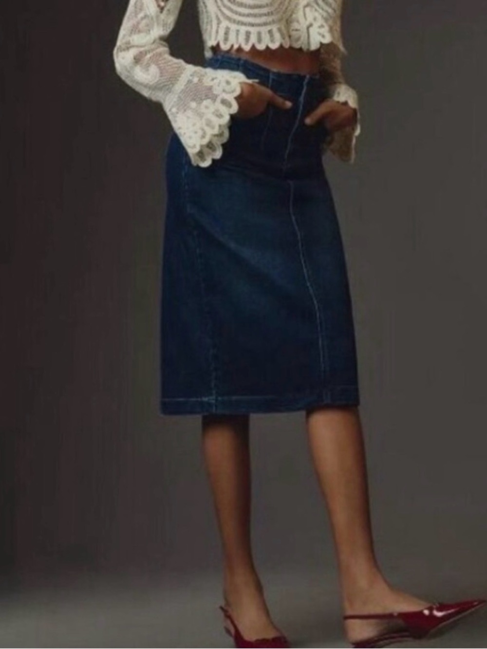 Anthropologie Pilcro denim pencil skirt dark wash size 18W OP1906551